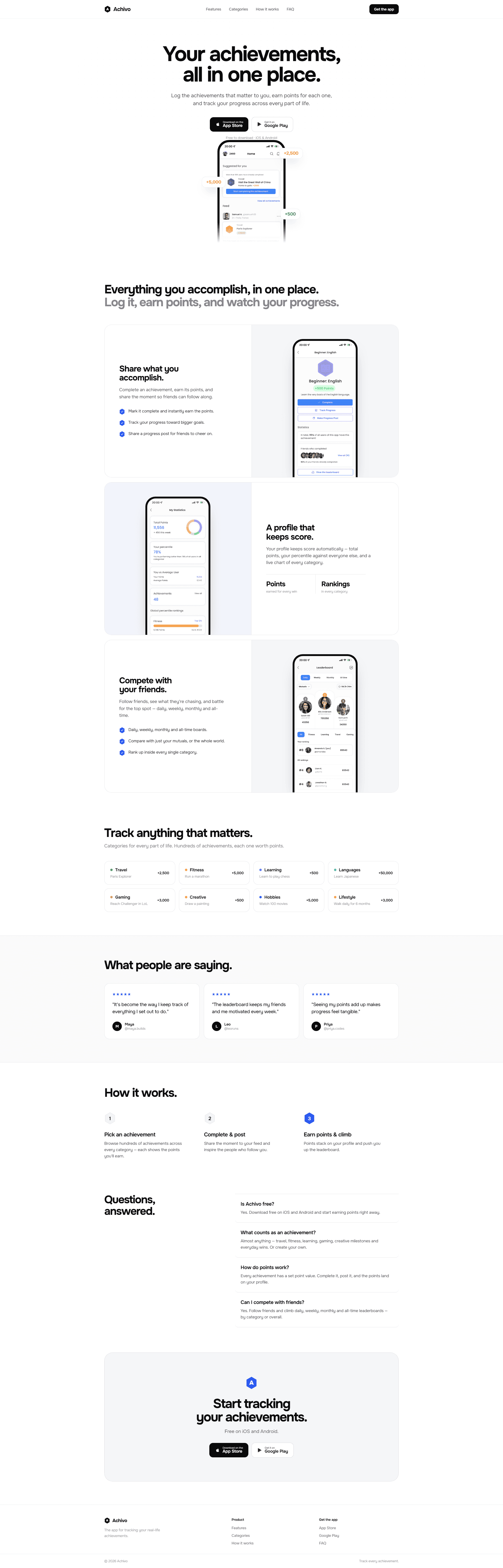 Achivo landing page